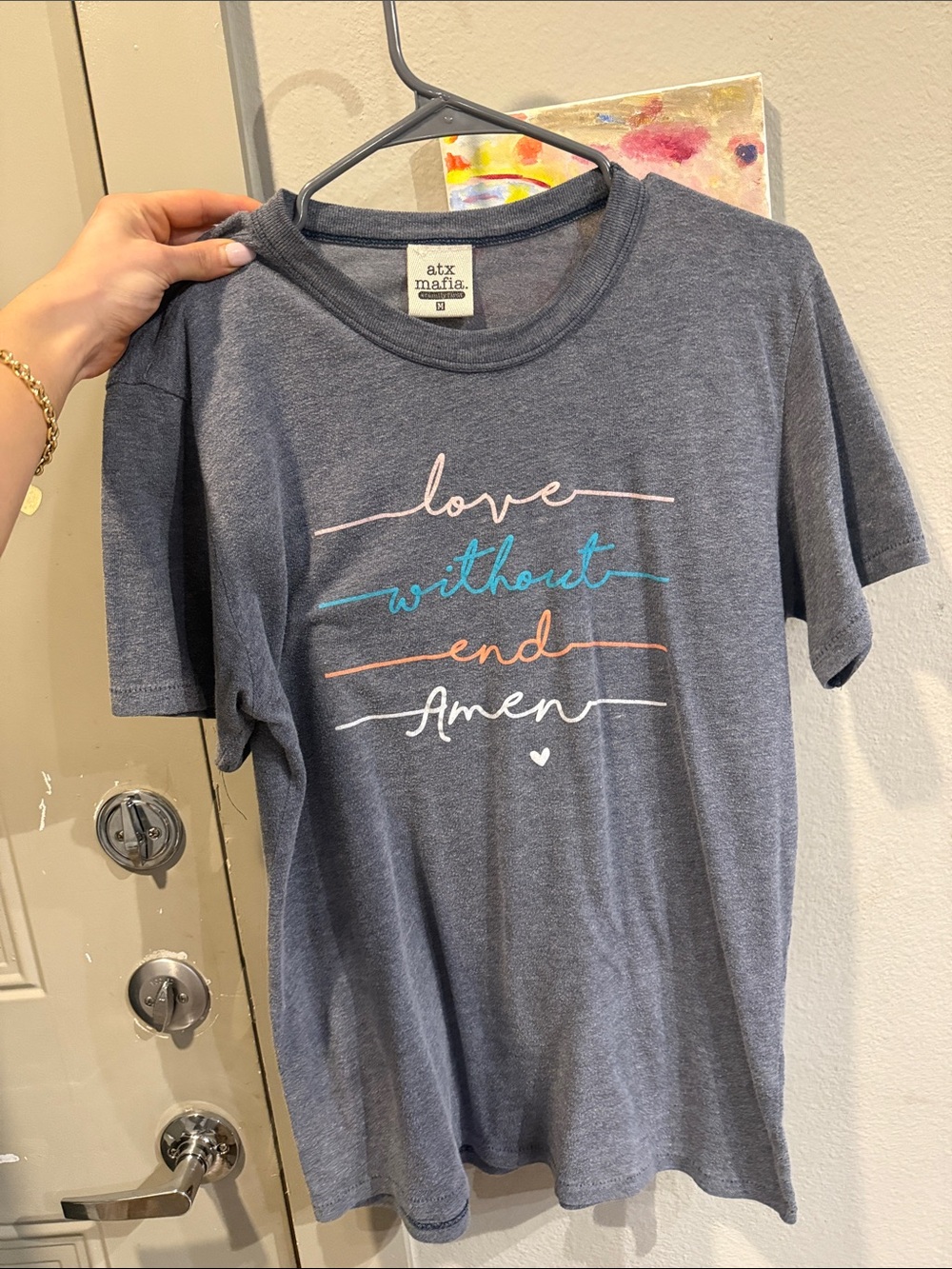 Atx Mafia Charcoal Tee with Pastel Script